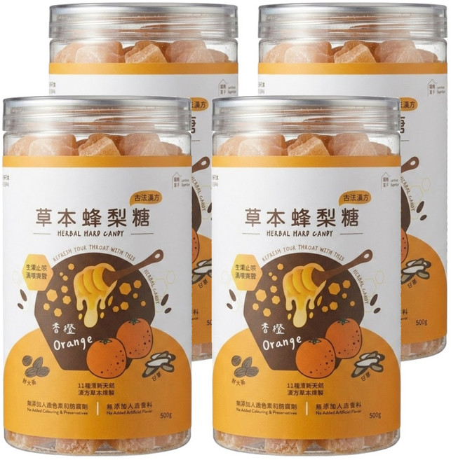 Love Nature Simple Life 依琦匠子 草本蜂梨糖 香橙口味, 500g, 4罐