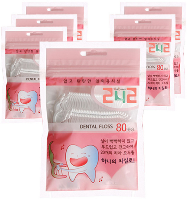 242 일회용 치실, 1.8cm, 80개입, 6개