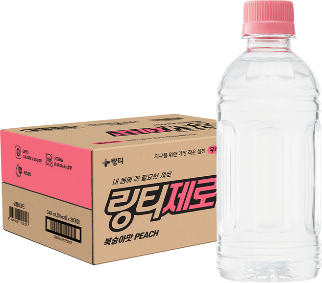 링티 제로 복숭아맛 무라벨, 340ml, 20개