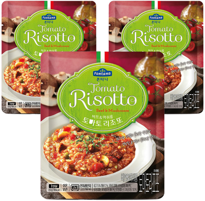폰타나 비프 앤 머쉬룸 토마토 리조또, 250g, 3개