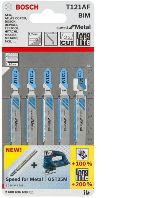 BOSCH 博世 台灣公司貨 線鋸片 T121AF 2.608.636.699 5支, 1組
