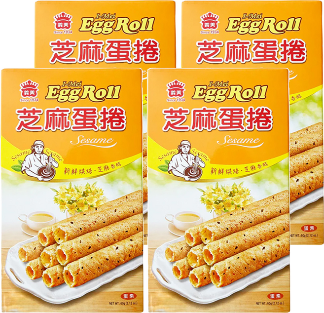 義美 芝麻蛋卷, 60g, 4盒