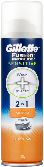 질레트 퓨전 프로글라이드 센서티브 2in1 액티브 스포츠 쉐이빙 폼, 1개, 245g