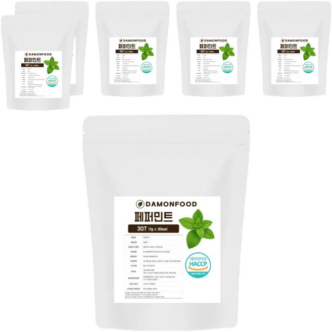 담온푸드 식약처인증 페퍼민트 티백, 1g, 6개, 30개입
