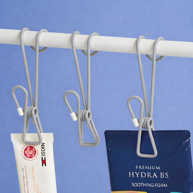 리빙홈디테일 컬러 후크 집게, 라이트그레이, 10개