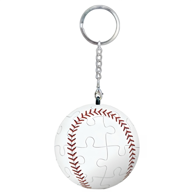 HUNDRED PICTURES 百耘圖 棒球立體球型 拼圖鑰匙圈 24片, 棒球 白色, 1入