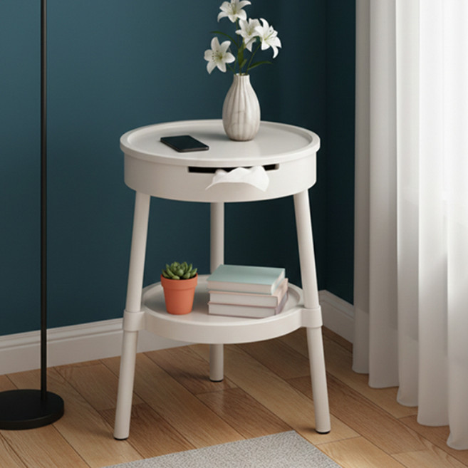 다나셀 이동이 편리한 2단 사이드 협탁 테이블, 화이트