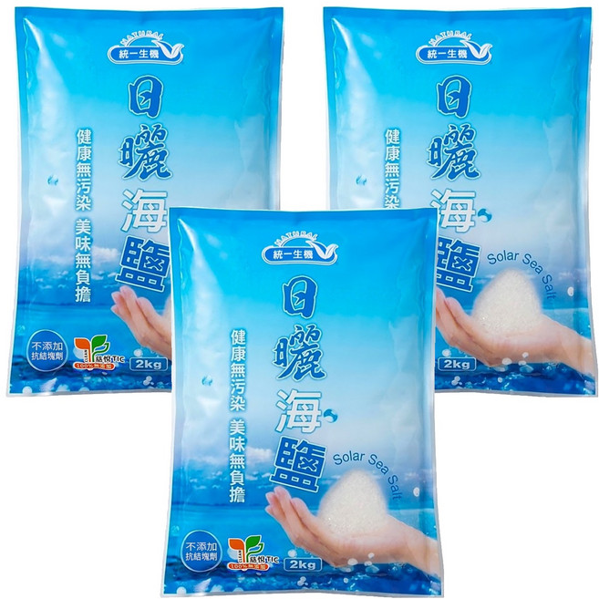 統一生機 日曬海鹽, 2kg, 3袋