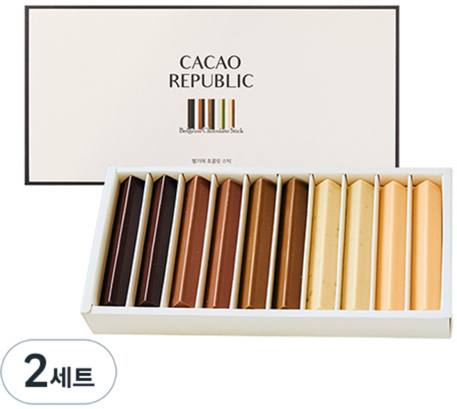 카카오리퍼블릭 벨기에 초콜릿 스틱 10구 선물세트, 140g, 2개