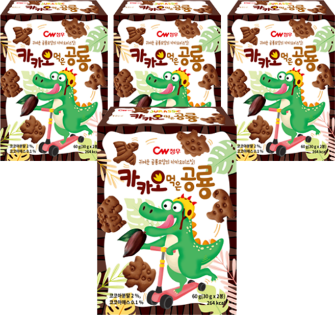 청우식품 카카오먹은 공룡, 60g, 4개