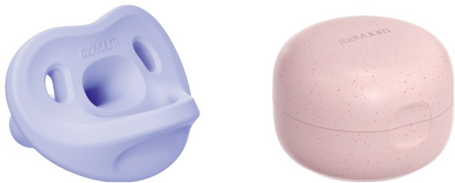 모윰 올 실리콘 마카롱 노리개젖꼭지 + 전용 케이스, 2단계(3~6개월), 블루베리, 1세트