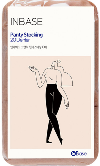 인베이스 여성용 쫀쫀 고탄력 넉넉한 길이 팬티스타킹 20D 10p
