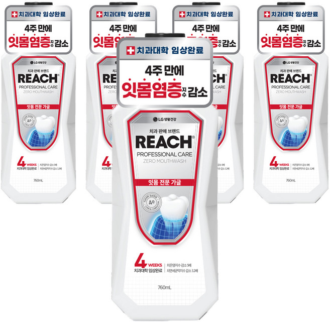 리치 프로페셔널 잇몸 전문 제로 구강청결제, 760ml, 5개