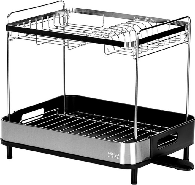 HELLO JAnE 304不鏽鋼碗盤瀝水架 黑色版, 2層, 1個, 黑色