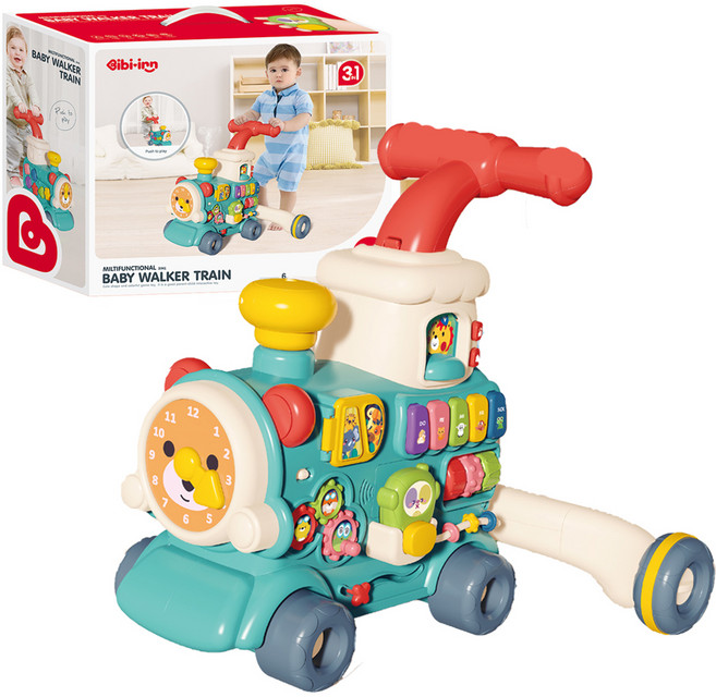 비비엔 3INI 안전증기 기차 발편한 걸음마 에듀테이블 푸시워커 bibiin6062, 1개, 민트