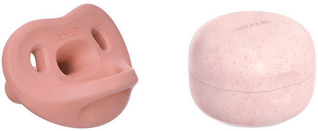 모윰 올 실리콘 마카롱 쪽쪽이 노리개젖꼭지 + 전용 케이스, 3단계(6개월이상), 라즈베리, 1세트