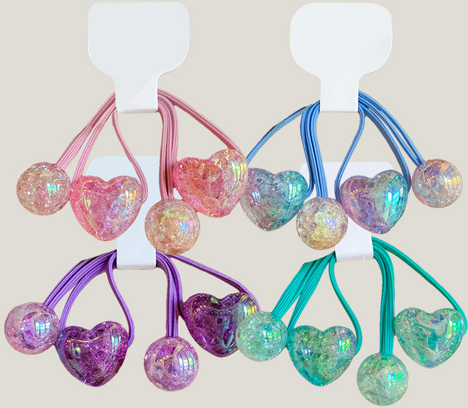 주니데이 키즈데이 여아용 방울고무줄 오로라 하트 8종 세트