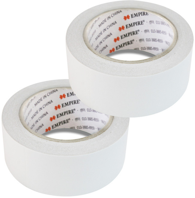 엠파이어 산업용 양면테이프 48mm x 30m, 화이트 반투명, 2개입