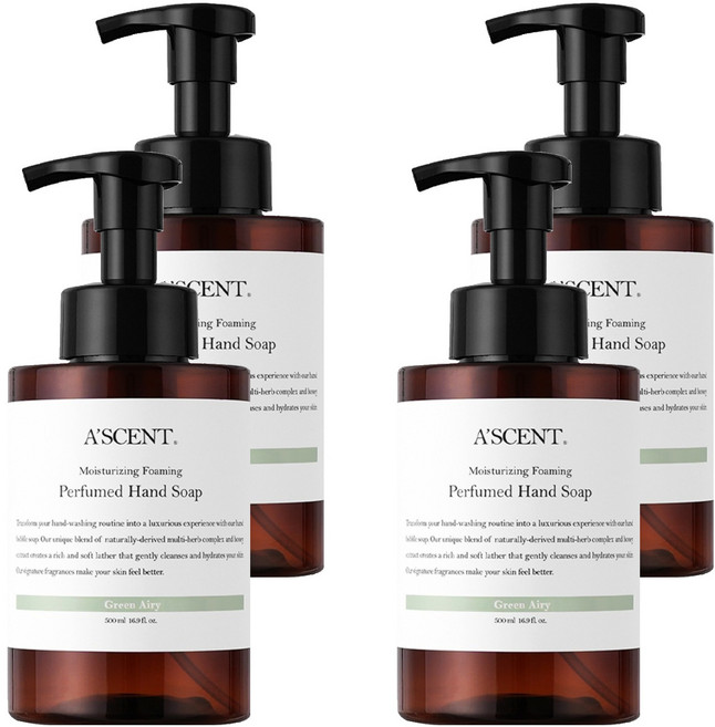 에이센트 퍼퓸드 핸드 솝 그린에어리, 500ml, 4개