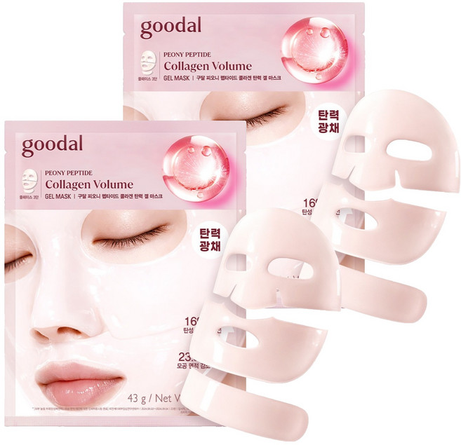 goodal 牡丹胜肽膠原蛋白彈力凝膠面膜 AD, 2個, 1入