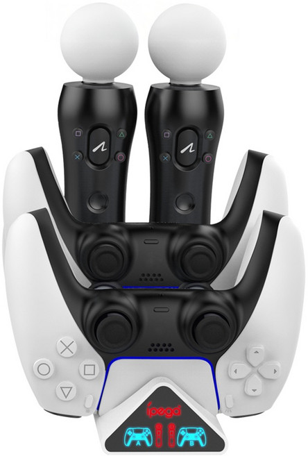 ipega 派鯊魚 PS5 遙控手把 MOVE 三角獸座充 充電器 副廠, 不適用, 白色 + 黑色, 1個