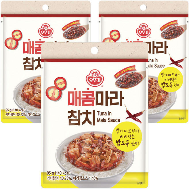 오뚜기 매콤 마라참치 파우치, 95g, 3개
