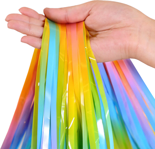 페이토 생일파티 웨딩 장식 마카롱 컬러 파티커튼 1 x 2 m, 2개, 레인보우