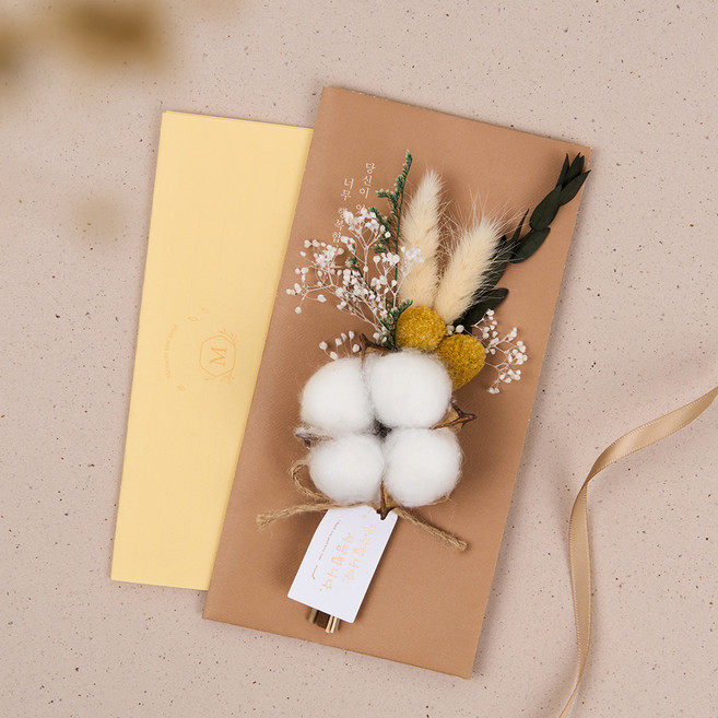 뮤니드 그레이스 플라워 레터 + 봉투 세트, 앤틱코튼, 1개