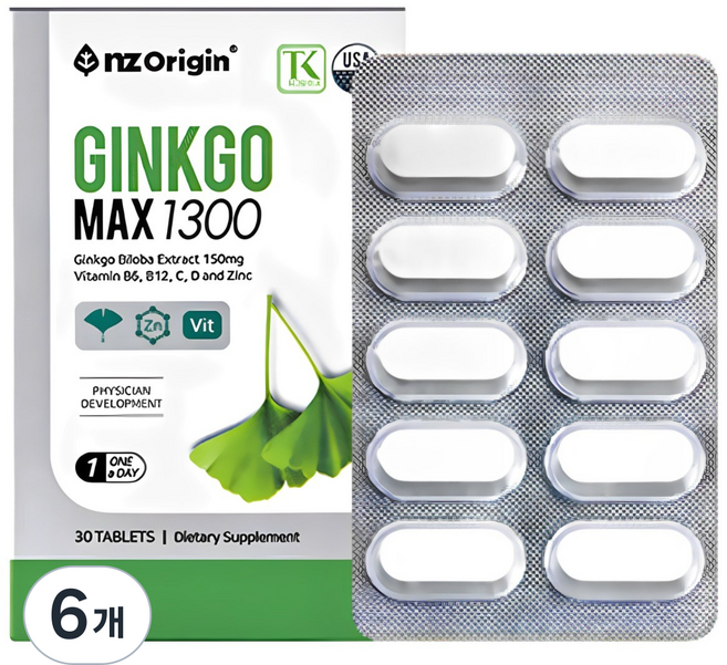 엔젯오리진 징코 맥스 1300, 30정, 6개