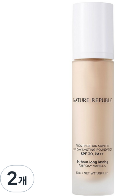 NATURE REPUBLIC Provence Air Skin Fit One Day持久粉底 32ml, P21 玫瑰香草, 2個