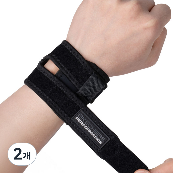 스케쳐스 퍼포먼스 손목 보호대 SPG-W10, 블랙, 2개