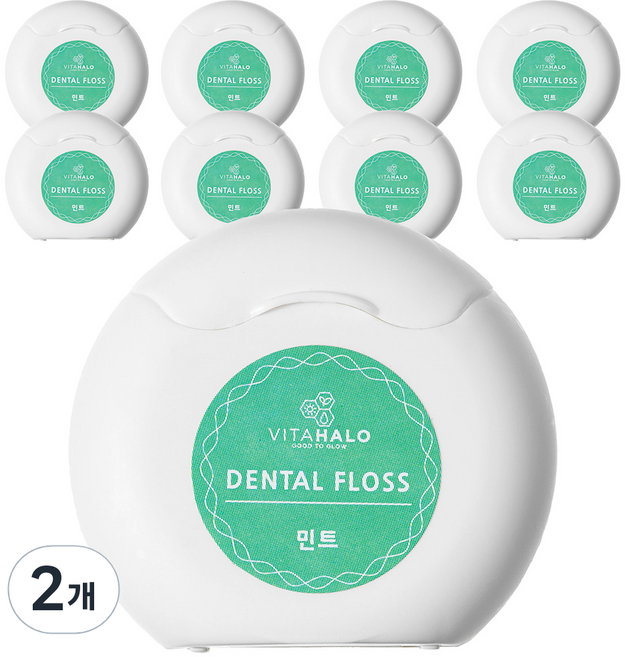 비타할로 데일리뉴 왁스 치실 50m 민트향, 9개입, 2개