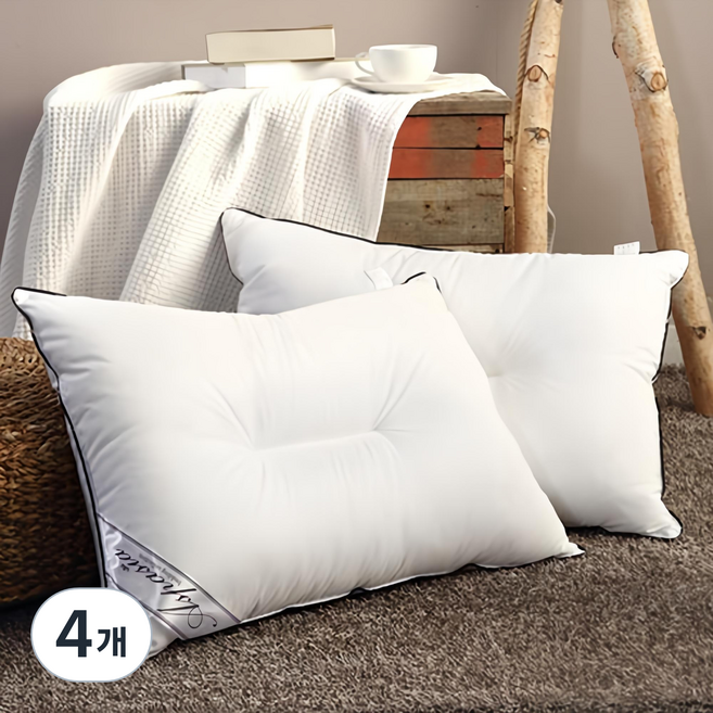 아임리빙 중량업 블랙라인 호텔용 마이크로필에버 C자형 베개솜 지퍼형, 화이트, 4개