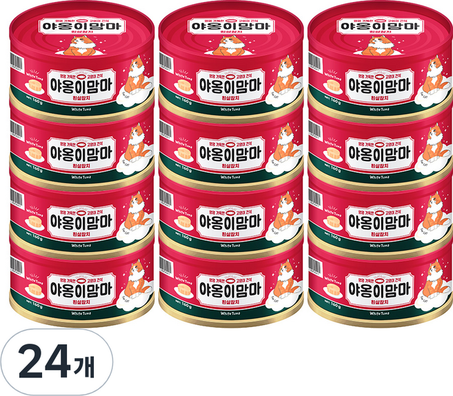 인터펫코리아 야옹이맘마 간식캔, 흰살참치, 160g, 24개