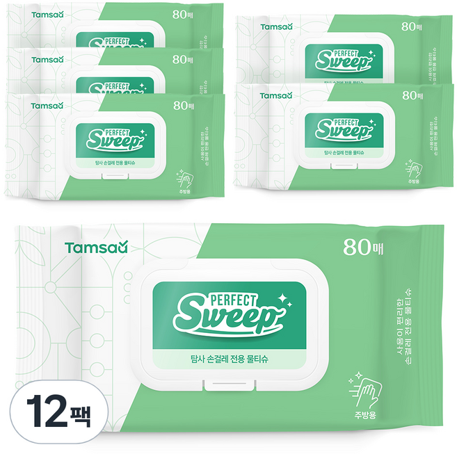 탐사 손걸레 전용 물티슈 캡형, 80개입, 12개