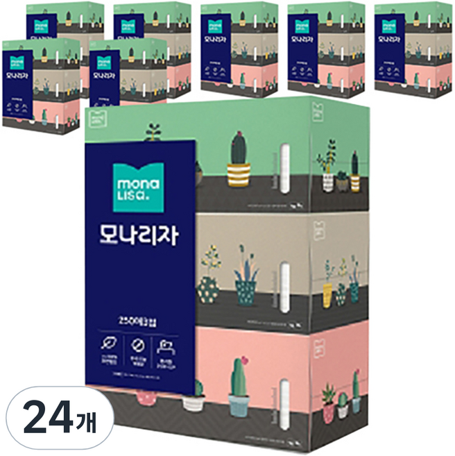 모나리자 천연펄프 미용티슈 2겹, 72개, 250매
