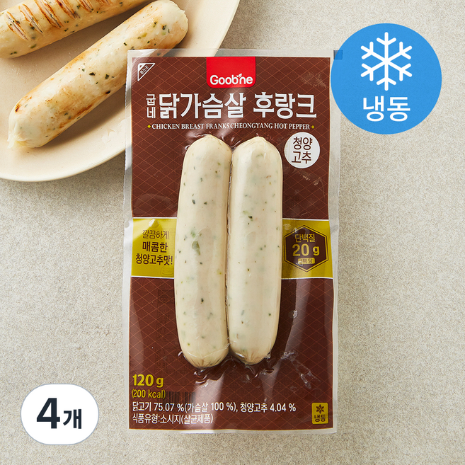 굽네 닭가슴살 후랑크 청양고추 (냉동), 60g, 2개입, 4개