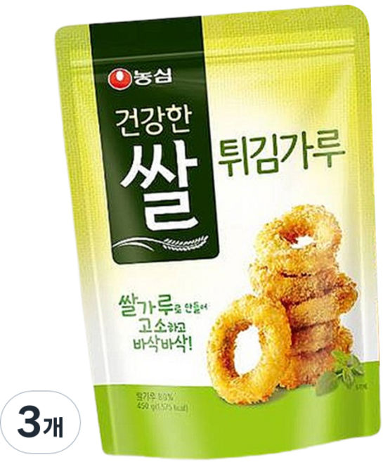 농심 건강한쌀 튀김가루, 450g, 3개
