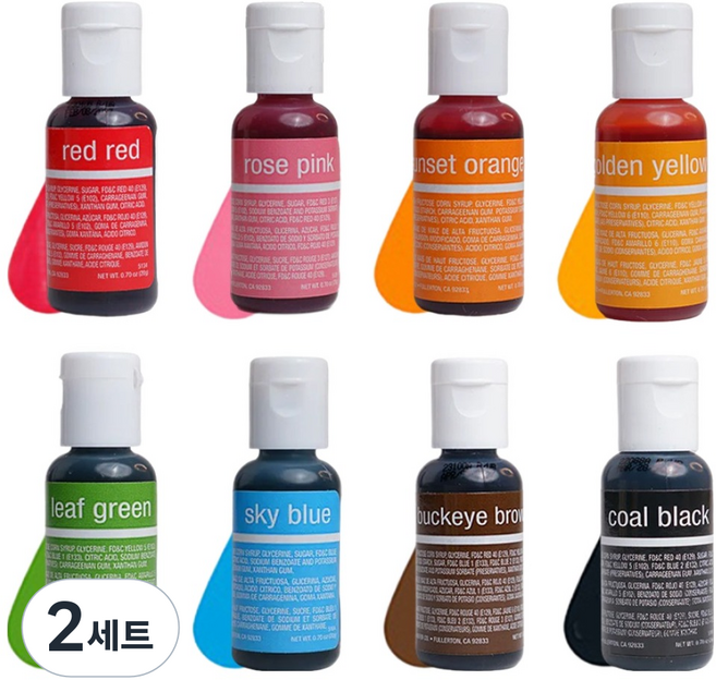 셰프마스터 리쿠아 젤 식용색소 시그니처컬러 20g x 8종 세트, 2세트