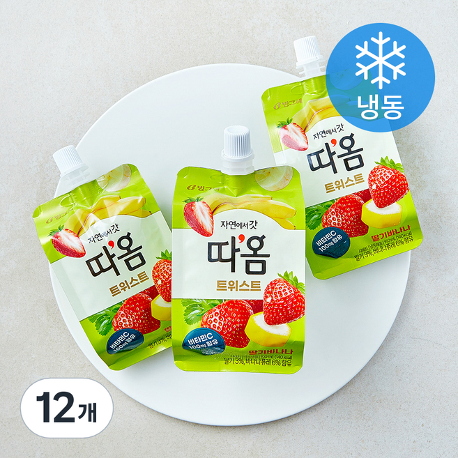 빙그레 따옴 트위스트 딸기바나나 (냉동), 12개, 1개입, 150ml