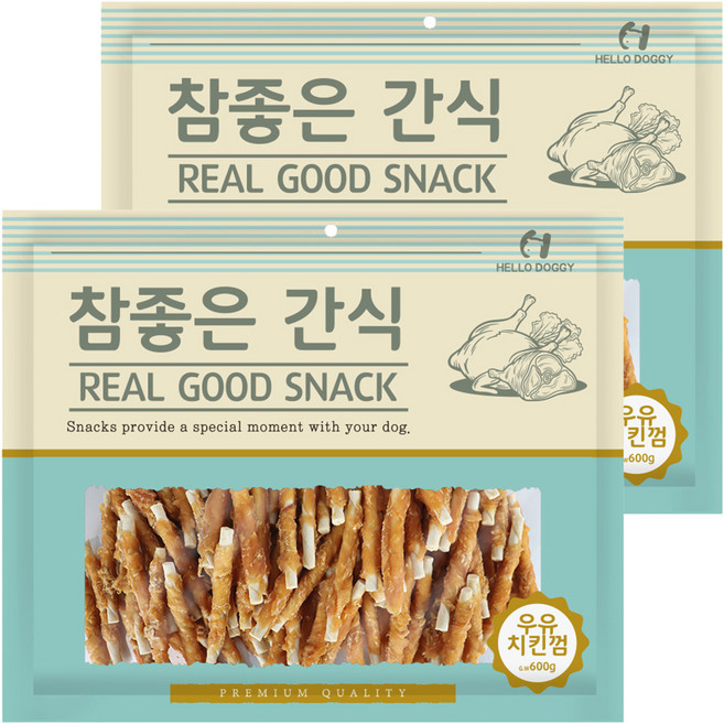 헬로도기 참좋은간식 강아지 건조간식, 우유치킨껌, 400g, 2개