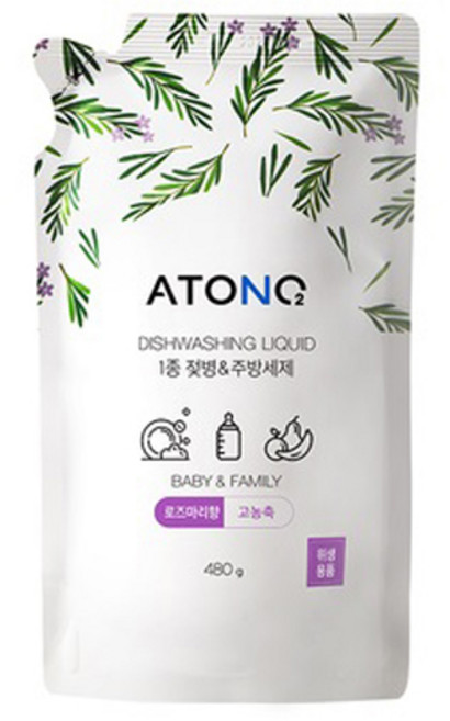 아토앤오투 1종 젖병 & 주방세제 리필 로즈마리향, 480g, 1개