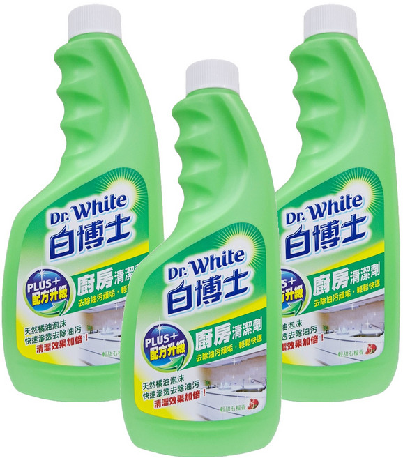 Dr.White 白博士 廚房PLUS清潔劑 補充瓶, 600g, 3瓶