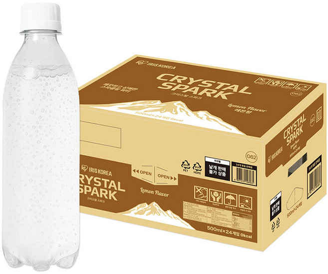 아이리스 크리스탈 스파크 탄산음료 레몬향 무라벨, 24개, 500ml