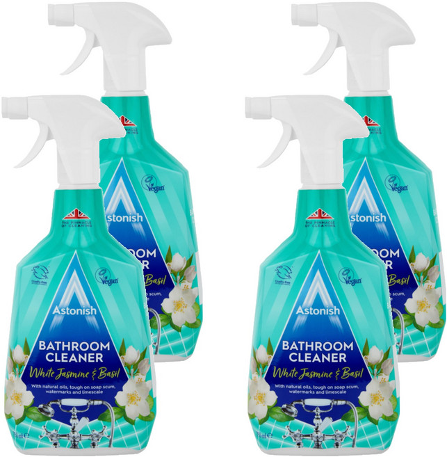 Astonish 抑菌除污浴廁清潔劑 茉莉羅勒香 消除皂垢、水垢、臭味, 750ml, 4瓶