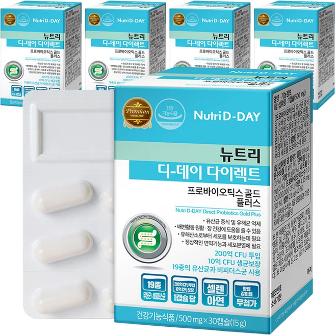 뉴트리디데이 다이렉트 프로바이오틱스 골드 플러스 유산균, 30정, 5개 - 쿠팡