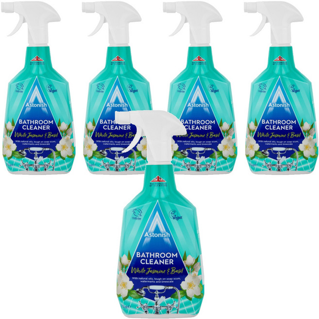 Astonish 抑菌除污浴廁清潔劑 茉莉羅勒香 消除皂垢、水垢、臭味, 750ml, 5瓶