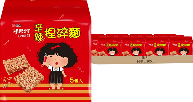 維力 張君雅小妹妹 辛辣捏碎麵, 200g, 36袋