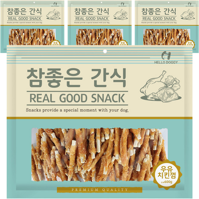 헬로도기 참좋은간식 강아지 건조간식, 우유치킨껌, 400g, 4개