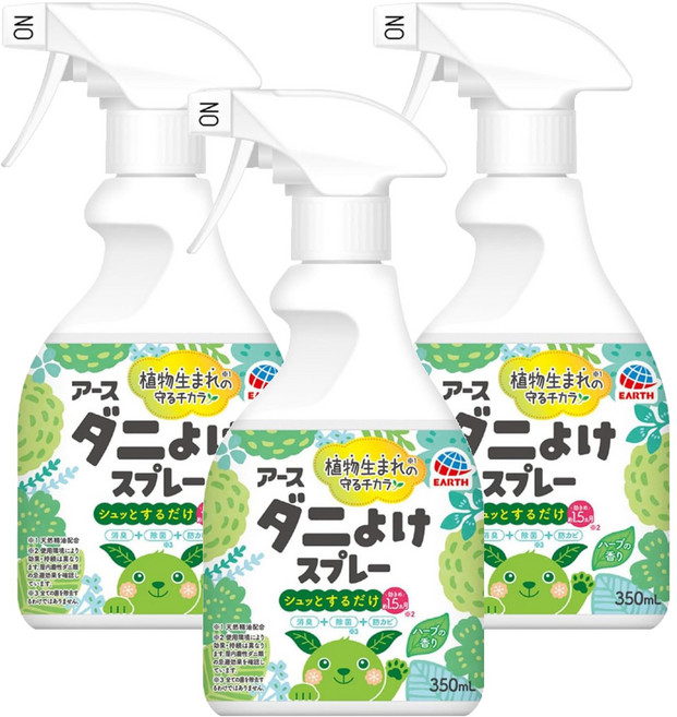 EARTH 地球製藥 布製品驅蟎噴霧 草本香, 350ml, 3瓶